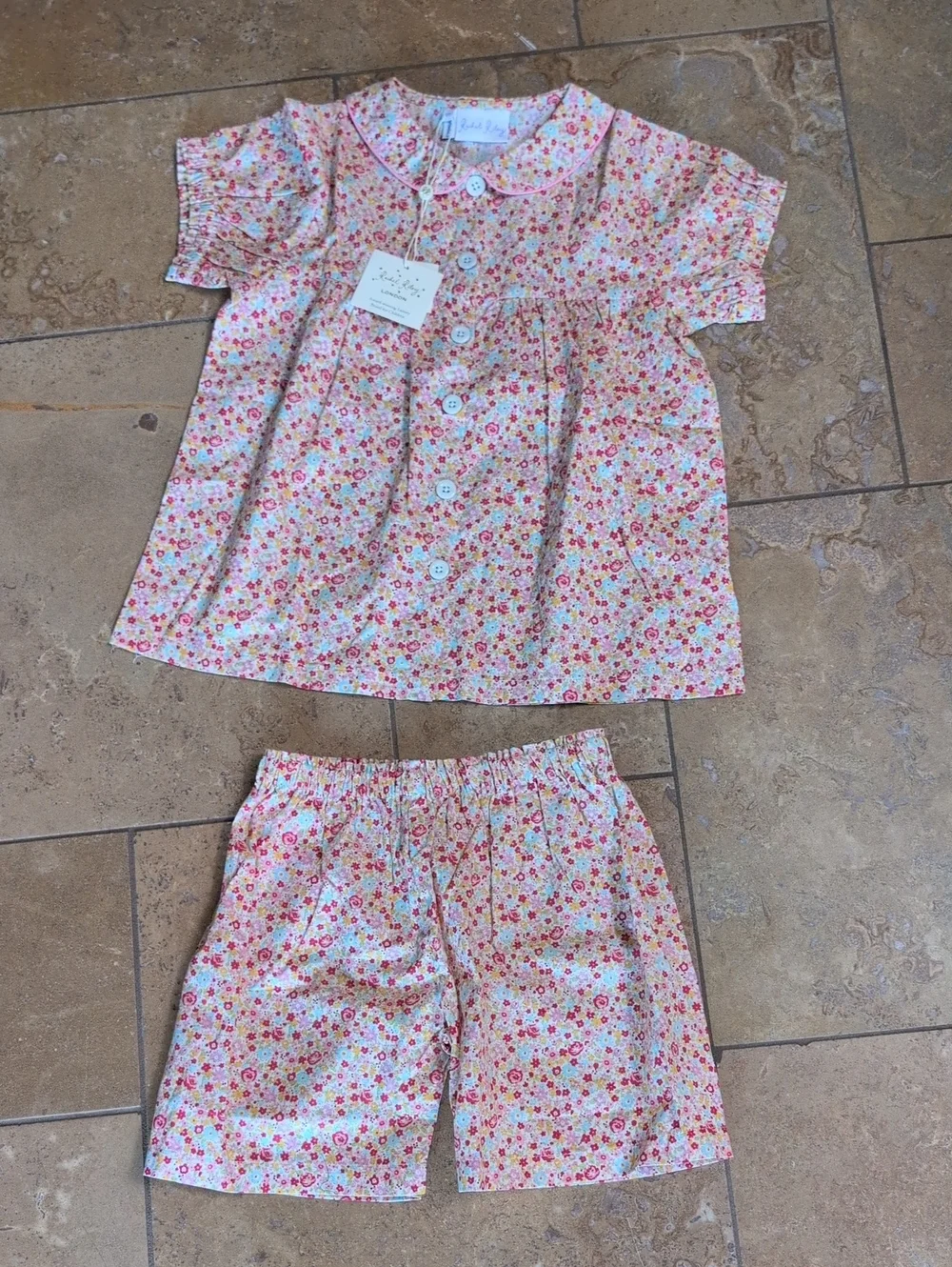 Rachel Riley girl pajamas. Red  and pink floral. Size 10.